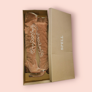 SPELL - "CABANA" SUEDE THIGH HIGH BOOTS" TAN