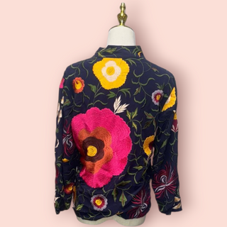 CHASING UNICORNS - Silk Handsewn Embroidered JACKET with Chinese Knots est. RRP $479