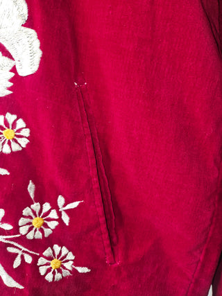 VINTAGE - MERLOT VELVET Handstitched EMBROIDERED Lightweight JACKET
