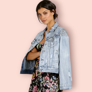 AUGUSTE - 'HAVANA NIGHTS STARGAZER' Distressed Denim Jacket est. RRP $220