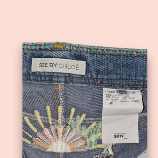 SEE BY CHLOE - VINTAGE 2008 SEASON EMBROIDERD MERMAID DENIM JEANS est. RRP $479