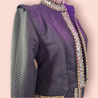 IXIAH - RARE DOUBLE FRONT ZIP EMBELLISHED BLAZER est. RRP $720