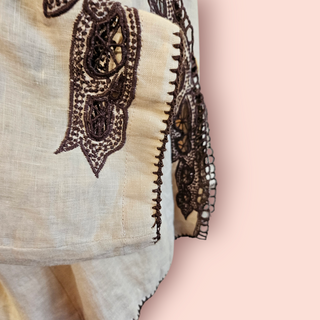 CHASING UNICORNS - LINEN CROCHET PATTERN LIGHTWEIGHT JACKET Est. Retail Price $390