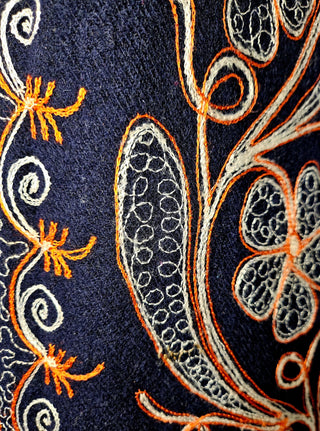 VINTAGE - 1960'S Long Open Handsewn EMBROIDERED Wool VEST/COAT