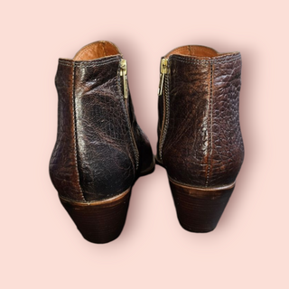 FREE PEOPLE - EMMETT WESTERN WOVEN BROWN ANKLE BOOTS RRP $238