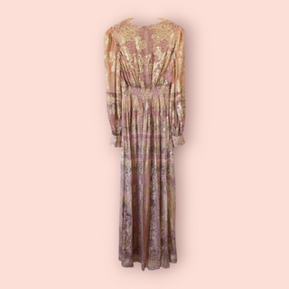 HEMNANT & NANDITA - 'NOOR' V-neck Metallic Gold Boho Dress RRP $649 NWT