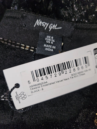 NASTY GAL - Velvet Celestial Tattoo Embellished Mini Dress est. RRP $340 NWT