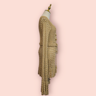 CHASING UNICORNS - CHELSEA MORNING CROTCHET WITH GOLD METALLIC MINI DRESS   Est. RRP $340
