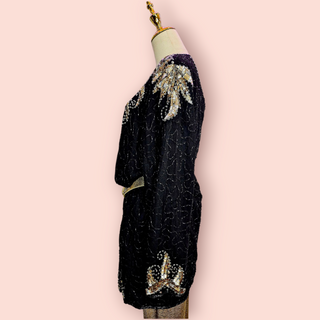 VINTAGE - AUTHENTIC 80'S HAND SEWN EMBELLISHED BEADED + SEQUIN JACKET COAT