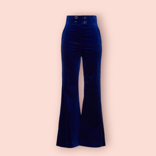ZIMMERMANN - COTTON BLEND VELVET HIGH WAISTED FLARED PANTS RRP $1722