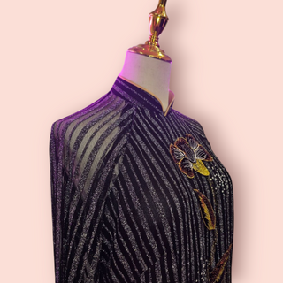 Vintage - 1970's METALLIC GLAMOUR DRESS WITH STUNNING PATCHED EMBELLISHMENTS