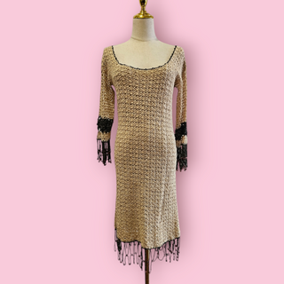 CHASING UNICORNS - CROCHET BEADED METALLIC DRESS Est. Retail Price $340