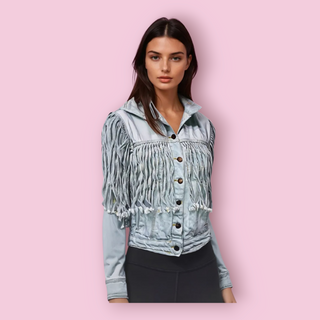 ONE TEASPOON - LIGHT DENIM FRINGE JACKET RRP $249
