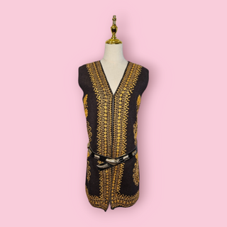 VINTAGE - 1960'S AFGHAN WOOL EMBROIDED LONG OPEN VEST