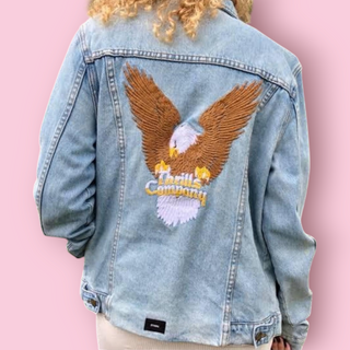 THRILLS EAGLE PATCHED DENIM JACKET - Est.retail price $179