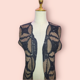 NASTY GAL - PREMIUM SUEDE AND CROCHET PATCHED FRINGED VEST AND SHORTS BNWT RRP $808 AS SET