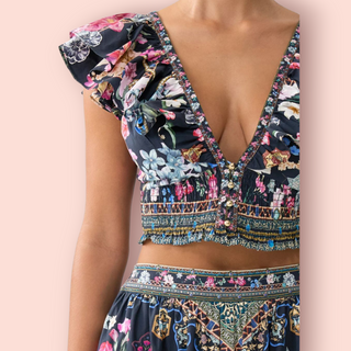 CAMILLA - 'MIDNIGHT IN MONSERRATE' Top & Skirt - Two Piece Set RRP $975 NWT