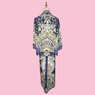 CAMILLA - 'A LITTLE PAST TWILIGHT' Silk Coat Short Front Long Back est. RRP $799 NWT