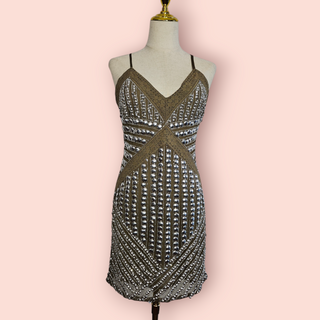 NASTY GAL - STUDDED LACE TRIM SLIP DRESS E.st Retail Price $220 BNWT