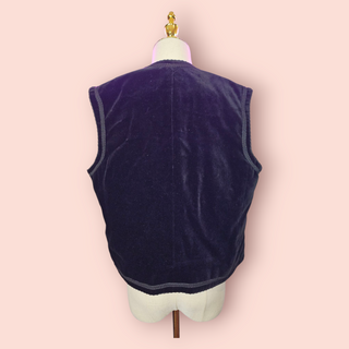WRAGGS - VINTAGE BLACK VELVETY EMBROIDED OPEN VEST
