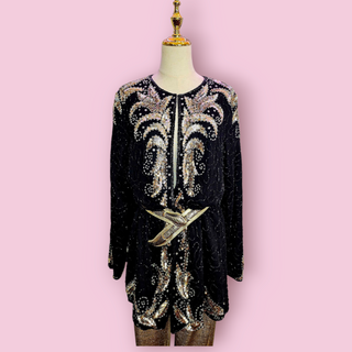 VINTAGE - AUTHENTIC 80'S HAND SEWN EMBELLISHED BEADED + SEQUIN JACKET COAT