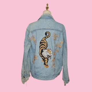 JAGGER & THE GYPSY - ONE WAY - DENIM PATCHED DISTRESSED TIGER DENIM JACKET