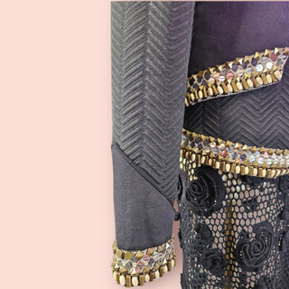 IXIAH - RARE DOUBLE FRONT ZIP EMBELLISHED BLAZER est. RRP $720