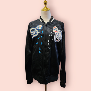 DIESEL- VINTAGE REVERSIBLE EMBROIDED PATCHED BOMBER JACKET Est. retail price $580
