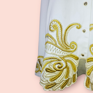 CHASING UNICORNS - '9O'S EMBROIDED JACKET' ANTIQUE WHITE BNWT est. RRP $490