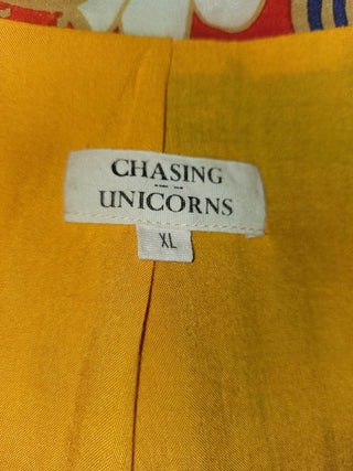 CHASING UNICORNS - Stunning Silk Blazer with Handsewn Gold & Siver Metallic Leaf Embroidery Est RRP $508$