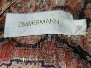 ZIMMERMANN - BOHEMIAN LUXE SEMI SHEER METALLIC CROTCHET TRIM BLOUSE est. RRP $487