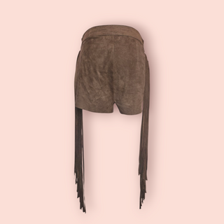 NASTY GAL - PREMIUM SUEDE AND CROCHET PATCHED FRINGED VEST AND SHORTS BNWT RRP $808 AS SET