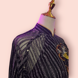 Vintage - 1970's METALLIC GLAMOUR DRESS WITH STUNNING PATCHED EMBELLISHMENTS