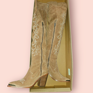 SPELL - "CABANA" SUEDE THIGH HIGH BOOTS" TAN