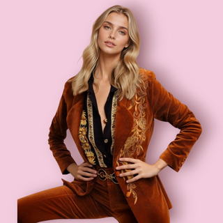 CHASING UNICORNS - VELEVET handsewn EMBROIDERED Jacket est. RRP $570