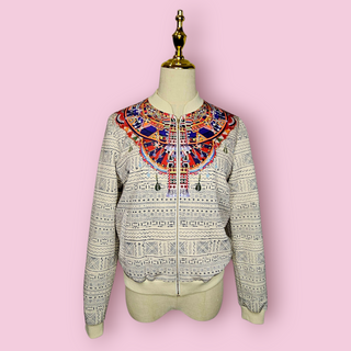 CAMILLA - 'LOST PARADISE FAILLE' Stretch Bomber Jacket est. RRP $540