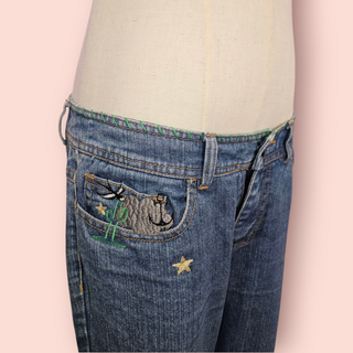 SEE BY CHLOE - VINTAGE 2008 SEASON EMBROIDERD MERMAID DENIM JEANS est. RRP $479