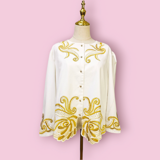 CHASING UNICORNS - '9O'S EMBROIDED JACKET' ANTIQUE WHITE BNWT est. RRP $490