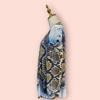 CAMILLA - Snakeskin Silk Casual Lightweight Swarovski Crystal Embellished Jacket Est. RRP $699