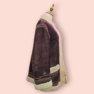 VINTAGE - AUTHENTIC POLISH 70s SUEDE COAT WITH DETAILED EMBROIDERY