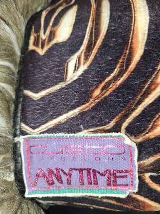 CUSTO BARCELONA - VINTAGE EUROPEON ANIMAL PRINTED SUEDE LIKE COAT WITH FAUX FUR TRIM & LINING est. RRP AU $1200