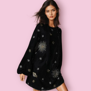 NASTY GAL - Velvet Celestial Tattoo Embellished Mini Dress est. RRP $340 NWT