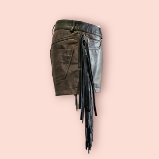 NASTY GAL - REAL LEATHER DISTRESSED STAR CUT OUT FRINGE JACKET & SHORTS  BNWT - SET RRP $840