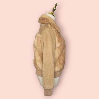 VINTAGE - 80's SUEDE & FUR BOMBER JACKET