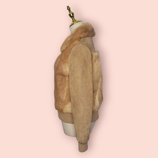 VINTAGE - 80's SUEDE & FUR BOMBER JACKET