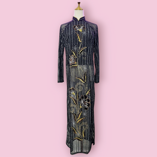 Vintage - 1970's METALLIC GLAMOUR DRESS WITH STUNNING PATCHED EMBELLISHMENTS