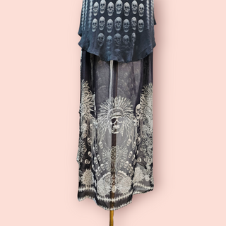 CAMILLA - ' STATE OF DISORDER' Short / Long Overlay Top RRP $749