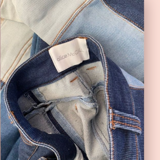 ALICE McCALL - DENIM FLARE HIGHWAISTED PATCHED JEANS est. RRP $269.00