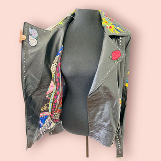 CAMILLA - 'ABOUT A GIRL' Embroidered Leather Biker Jacket $1800 NWT