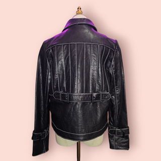 AJE - LEATHER JACKET WITH CONTRAST WHITE STITCHED DETALING BNWOT RRP $690